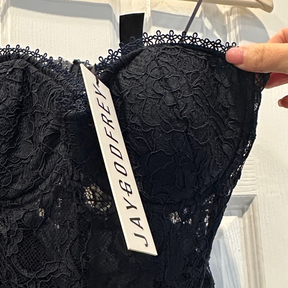 JAYGODFREY Navy Blue Strapless Lace Dress - Picture 2 of 5